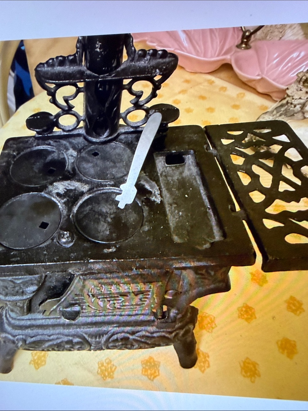 Crescent Black Cast Iron Toy Stove